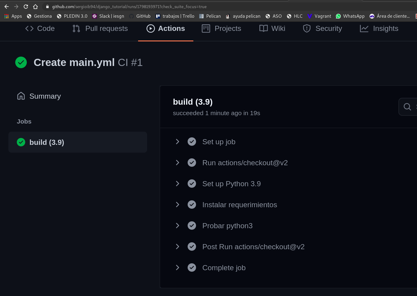 integracion continua funcionando