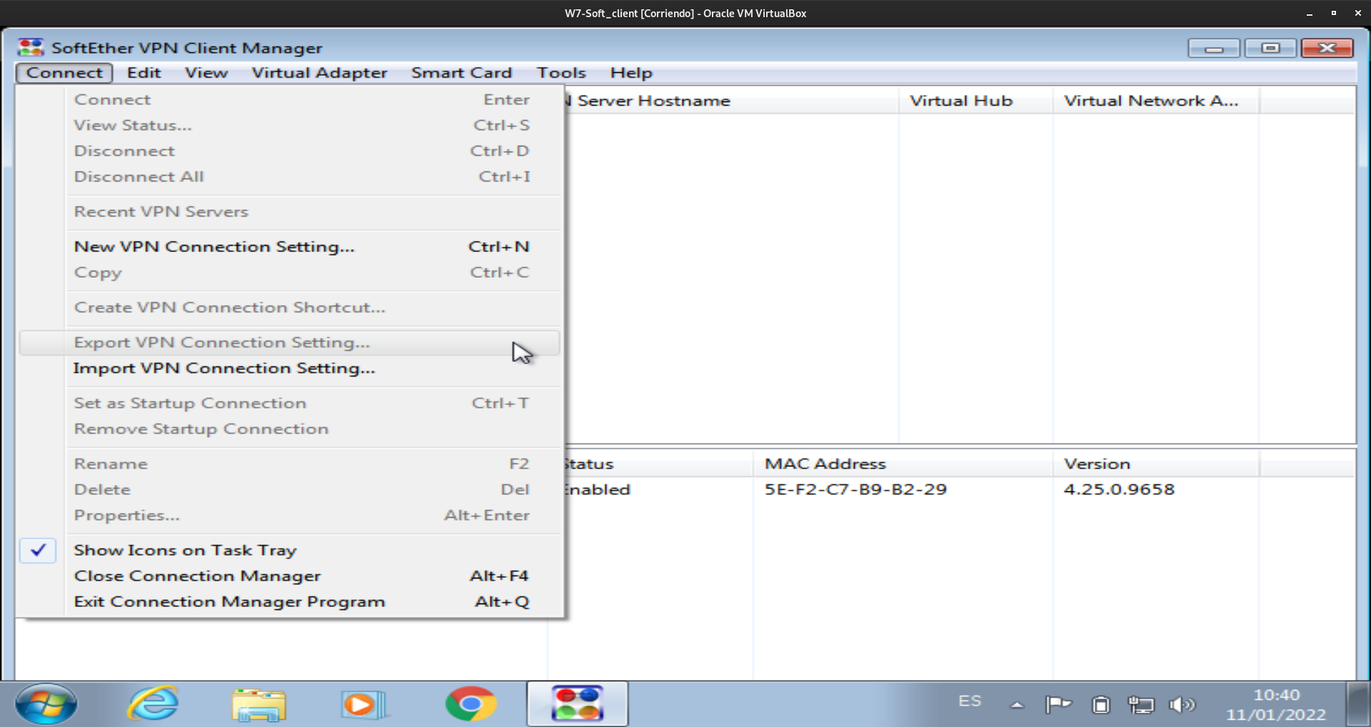 creación de conexión