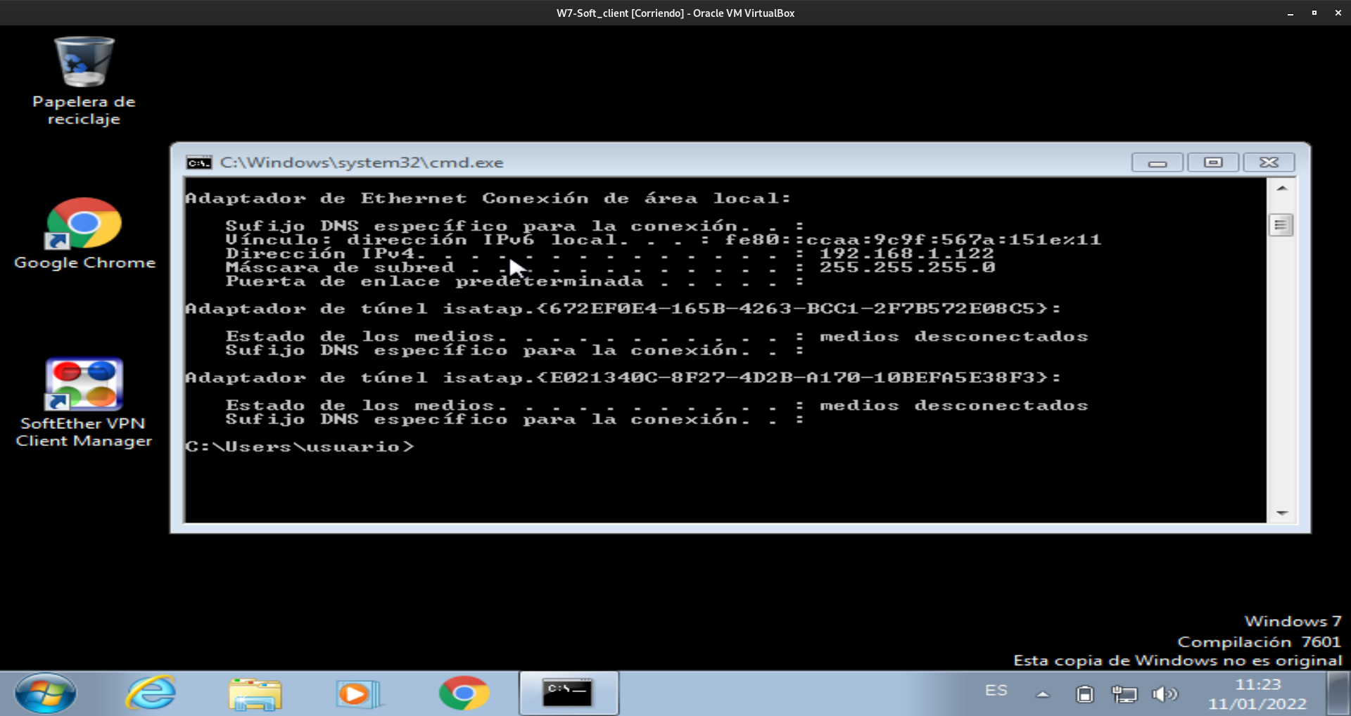 ip antes de activar VPN